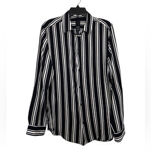 H&M WOMEN BUTTON DOWN LONG SLEEVE SHIRT SLIM FIT SIZE M